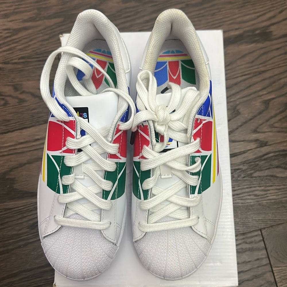 NEW Adidas Youth Superstar Pure J Rainbow Trefoil Fw4005